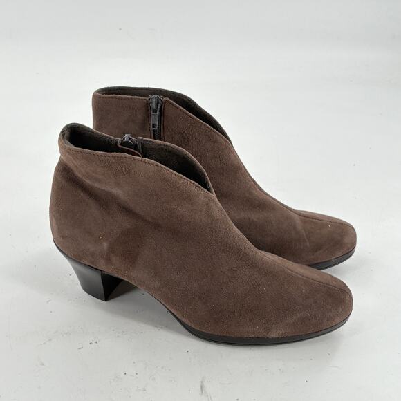 Munro Robyn Ankle Boots 7.5 7.5W Wide Brown NWOT Suede Ankle Bootie Comfort Heel - Picture 2 of 9